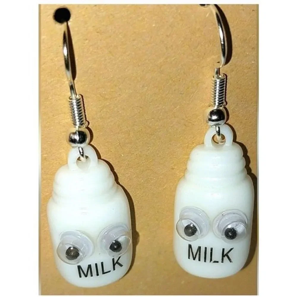 Handmade Super cute milk earrings